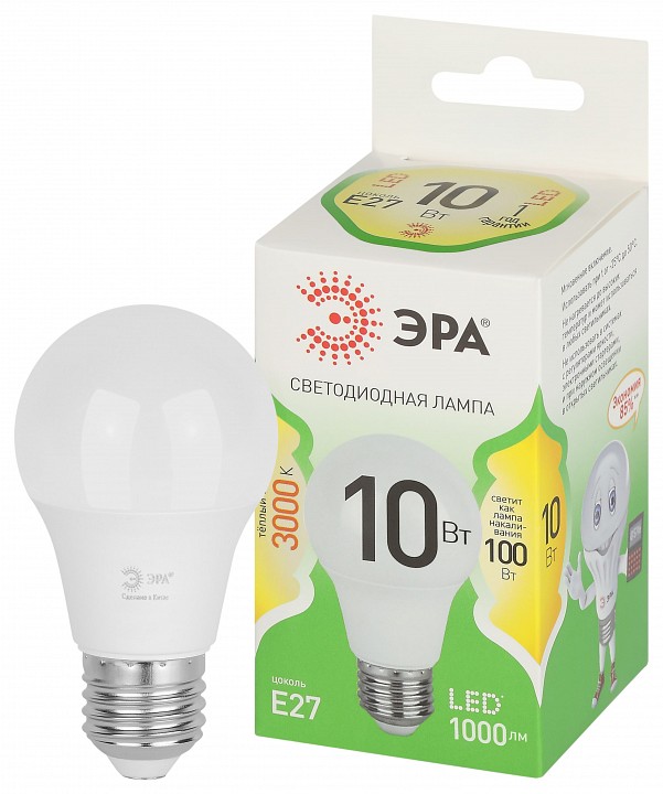 Лампа светодиодная Эра Green Line LED A60-10W-830-E27 GL