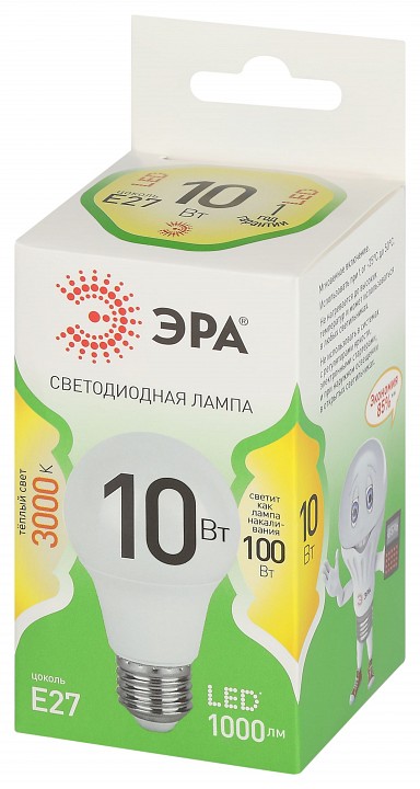 Лампа светодиодная Эра Green Line LED A60-10W-830-E27 GL