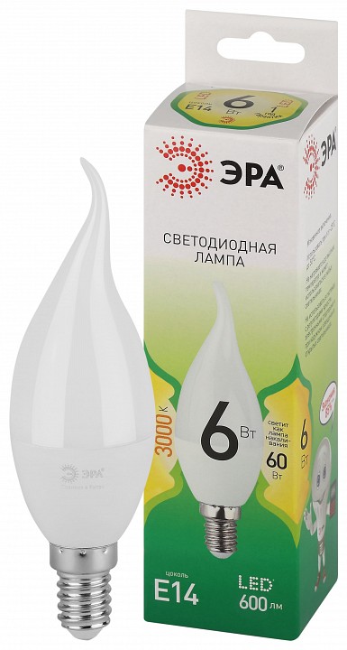 Лампа светодиодная Эра Green Line LED BXS-6W-830-E14 GL