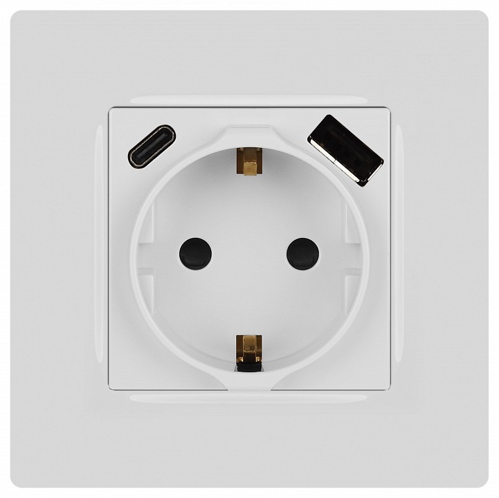 Розетка с заземлением и со шторкой и 2хUSB, без рамки Эра Эра 12 12-4108-01