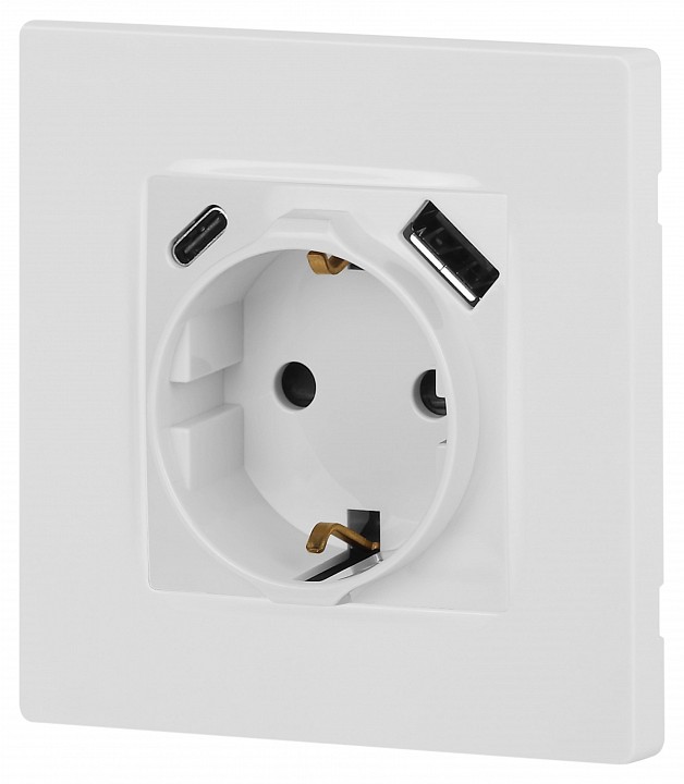 Розетка с заземлением и со шторкой и 2хUSB, без рамки Эра Эра 12 12-4108-01