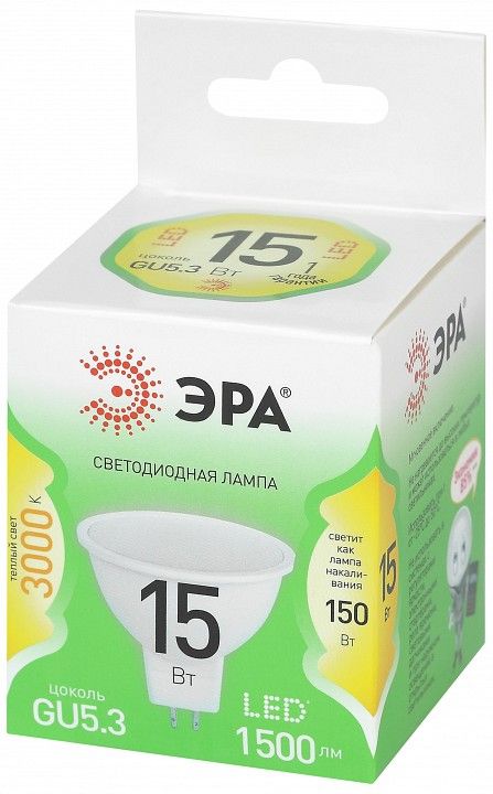 Лампа светодиодная Эра  LED MR16-15W-830-GU5.3 GL