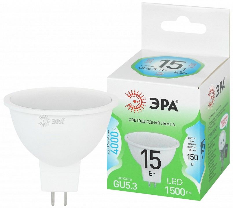 Лампа светодиодная Эра  LED MR16-15W-840-GU5.3 GL