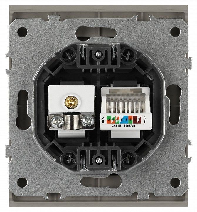 ТВ-розетка и розетка Ethernet RJ-45 без рамки Эра Arktik Б0070500