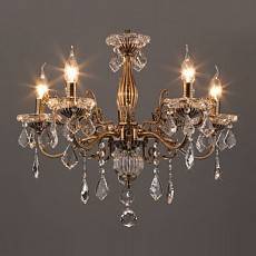 Подвесная люстра Eurosvet Elisha 3281/5 античная бронза хрусталь Strotskis 3281/5