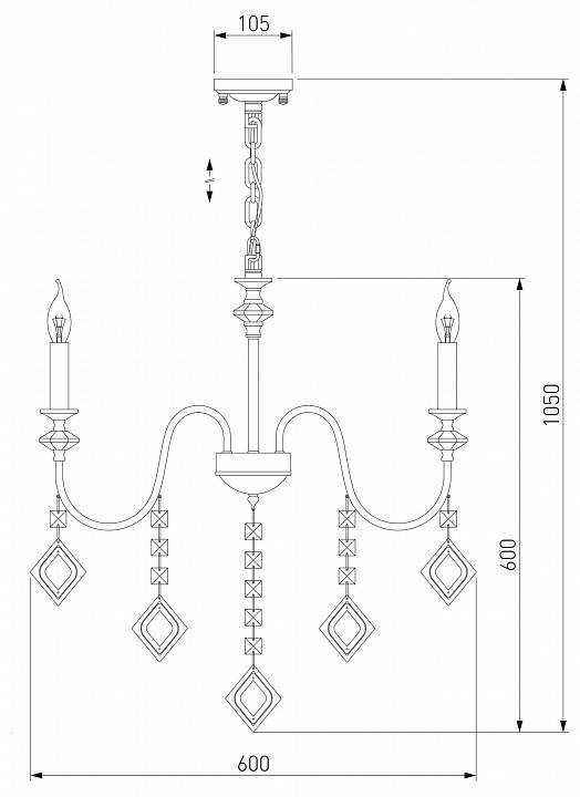 Подвесная люстра Eurosvet Telao 10120/5 золото тонированный хрусталь Strotskis Smart 10120/5