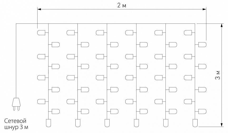 Занавес световой Eurosvet теплый белый с эффектом мерцания 200-101