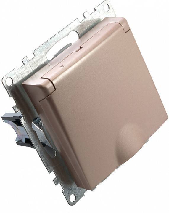 Розетка с заземлением и с шторками, без рамки с крышкой Stekker Катрин 39594