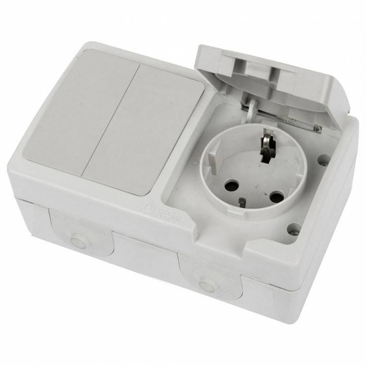 Блок с розеткой и выключателем Stekker Велена 49729