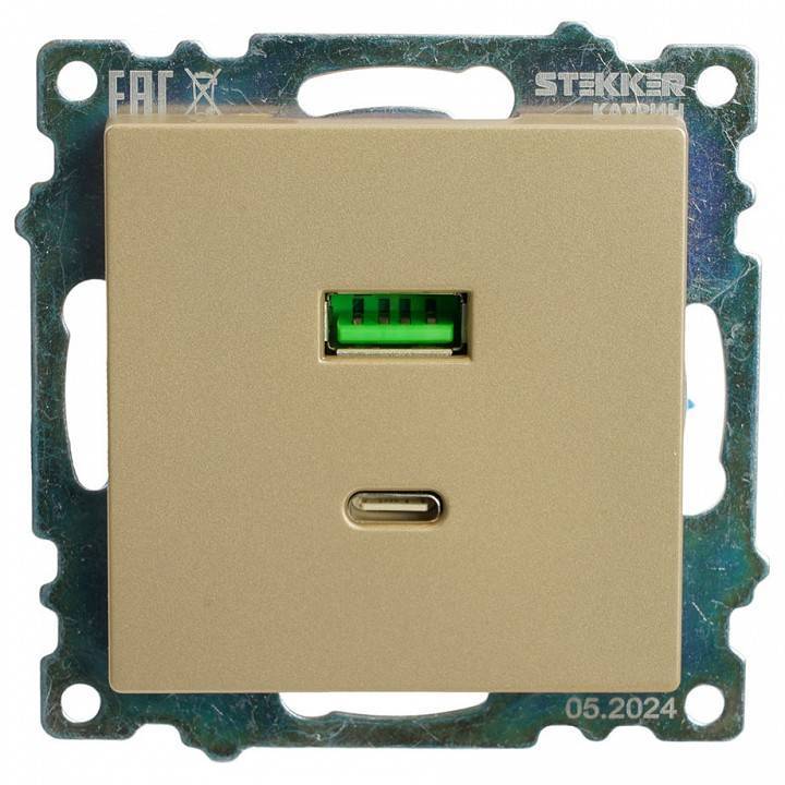 Розетка 2хUSB type A и C без рамки Stekker Катрин 50053