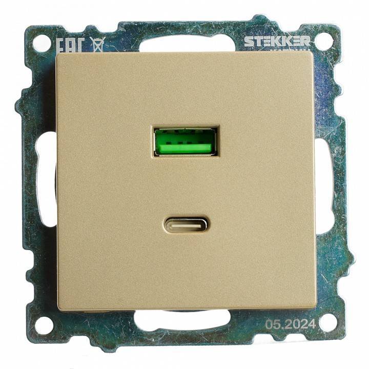 Розетка 2хUSB type A и C без рамки Stekker Катрин 50053