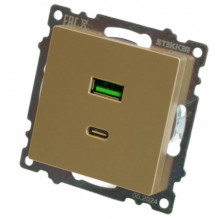 Розетка 2хUSB type A и C без рамки Stekker Катрин 50053