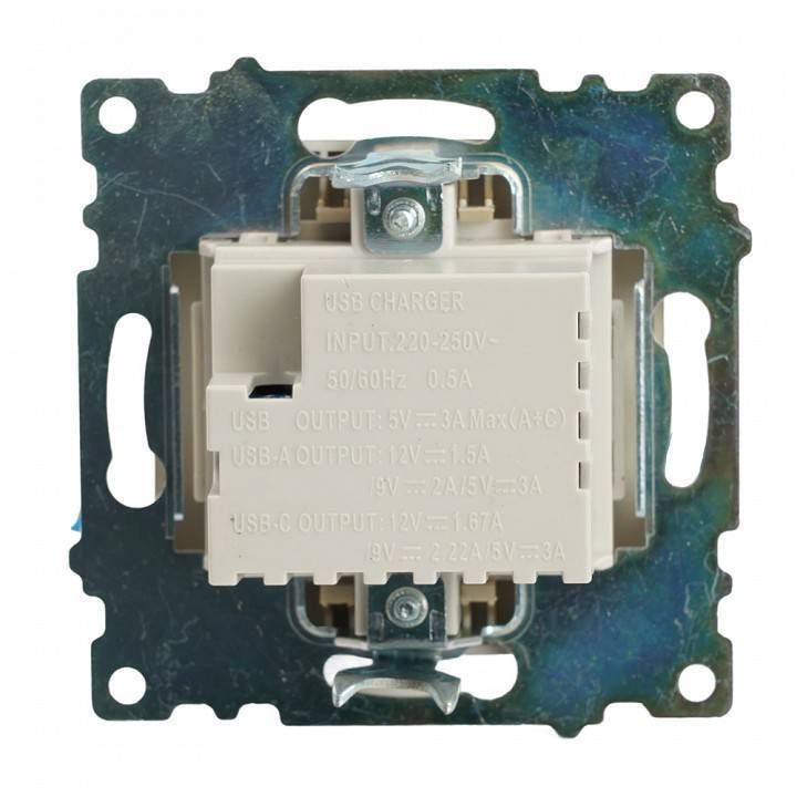 Розетка 2хUSB type A и C без рамки Stekker Катрин 50053