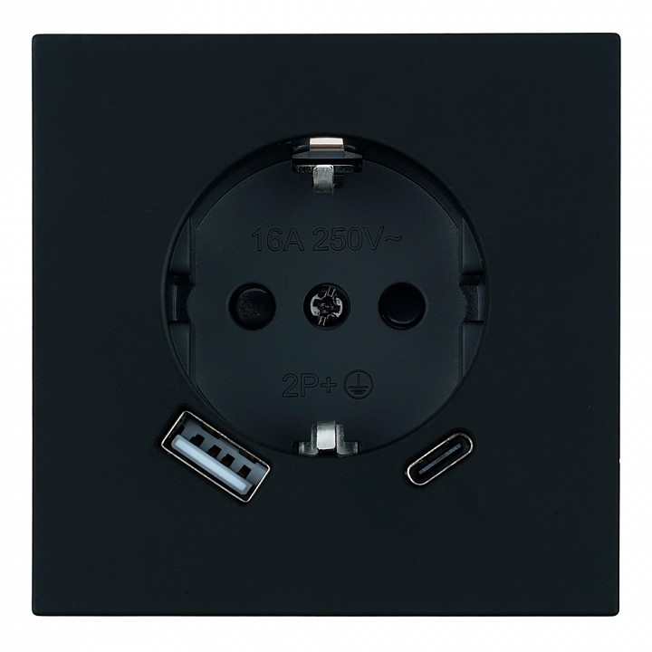 Розетка с заземлением и со шторкой и 2хUSB type A и C, без рамки Stekker Мия 50452