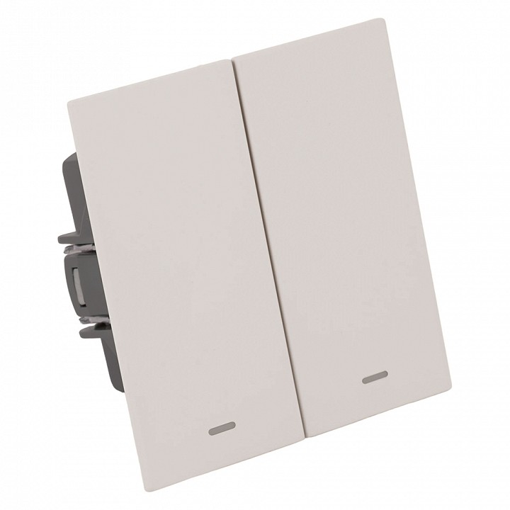 Выключатель двухклавишный с подсветкой без рамки Stekker Мия 50476