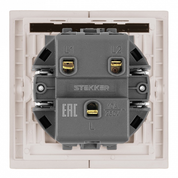 Выключатель двухклавишный с подсветкой без рамки Stekker Мия 50476