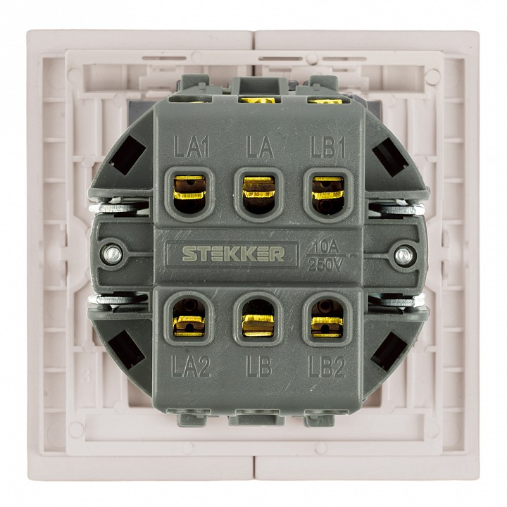 Переключатель двухклавишный без рамки Stekker Мия 50478