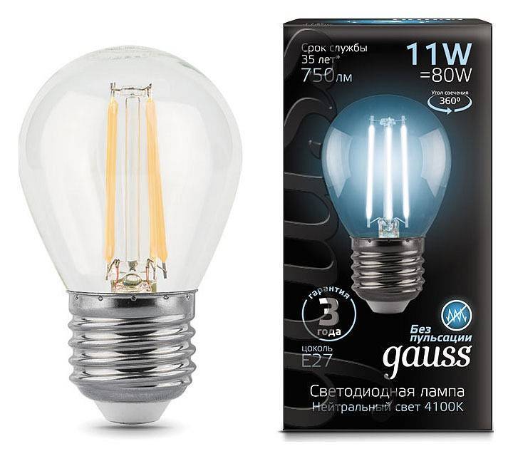 Лампа светодиодная Gauss Filament E27 11 Вт 4100 K 105802211