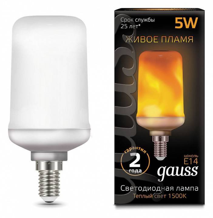Лампа светодиодная Gauss T65 Corn Flame E14 5 Вт 1500 K 157401105