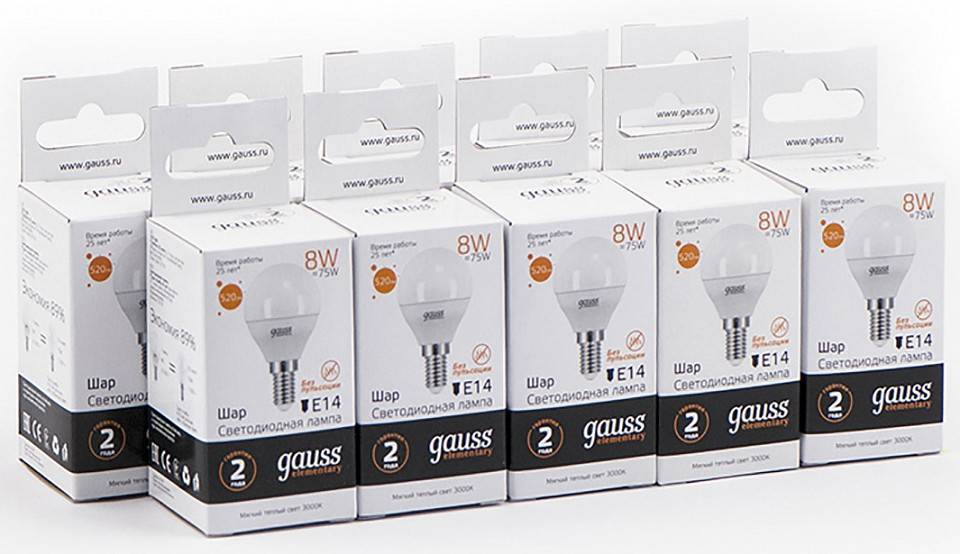 Лампа светодиодная Gauss LED Elementary Globe E14 8Вт 3000K 53118