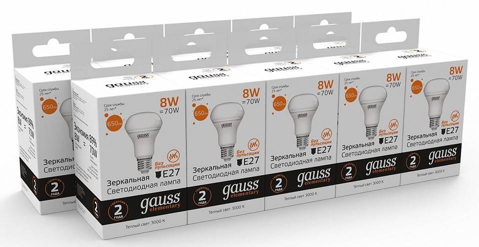 Лампа светодиодная Gauss R63 E14 8Вт 3000K 63218