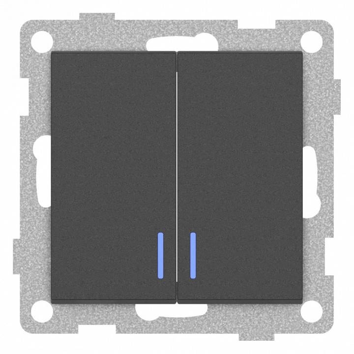 Выключатель двухклавишный с подсветкой без рамки Gusi Electric UGRA С11В28-010
