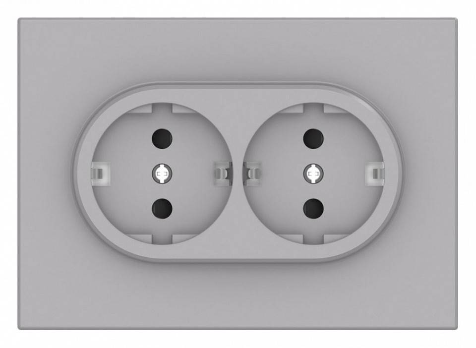 Розетка двойная с заземлением и со шторкой Gusi Electric BRAVO С11Р6-004