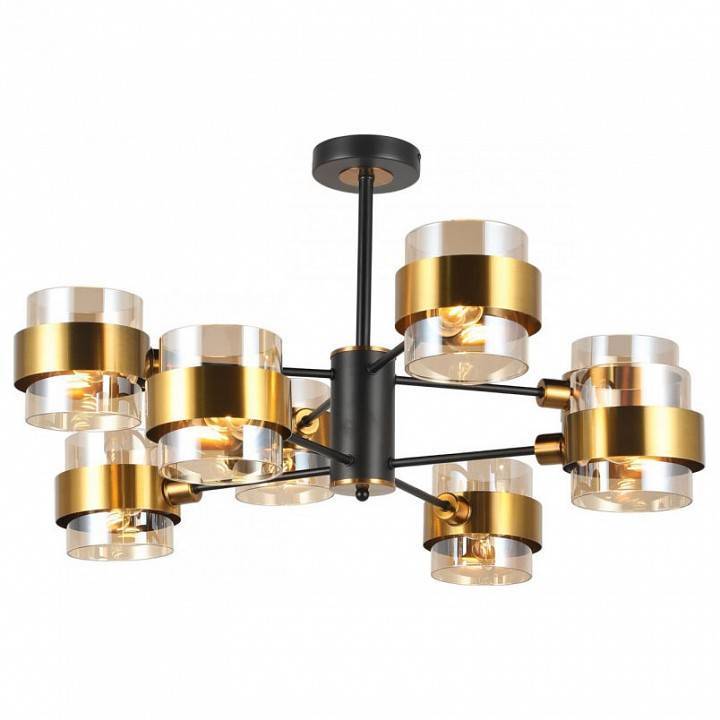 Люстра на штанге Imex MD.51891 на 8 ламп MD.51891-8-S-BK+GBR