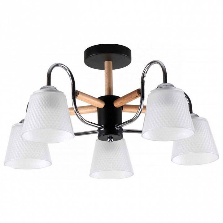 Люстра на штанге Imex Notta 5 ламп MD.51941-5-S-BK+WOOD