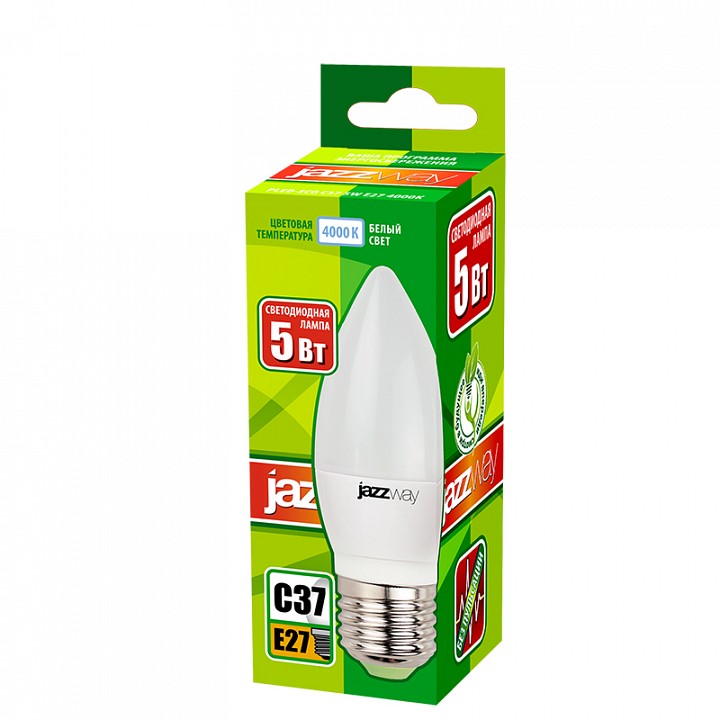 Лампа светодиодная Jazzway  PLED-ECO-C37 5w E27 4000K