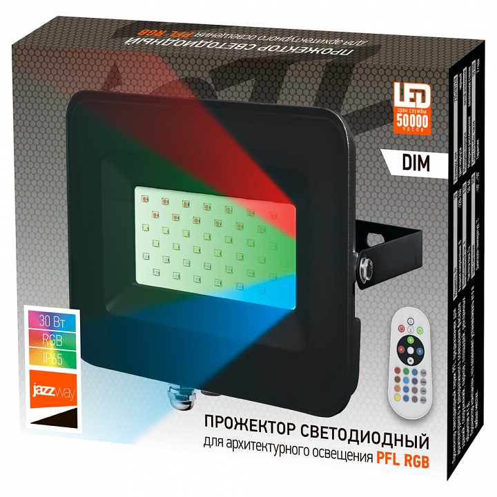 Настенно-потолочный прожектор Jazzway  PFL-30W RGB BL IP65