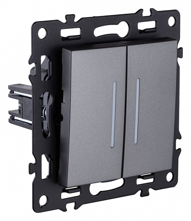 Выключатель двухклавишный с подсветкой без рамки Kollinger Asthetik AS-010GY