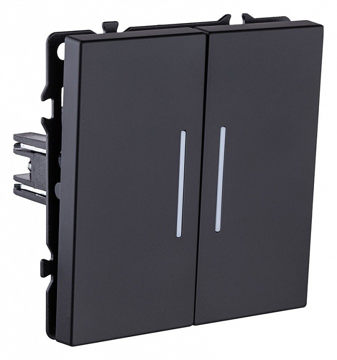 Выключатель проходной двухклавишный с подсветкой без рамки Kollinger Eclipse EC-011BK