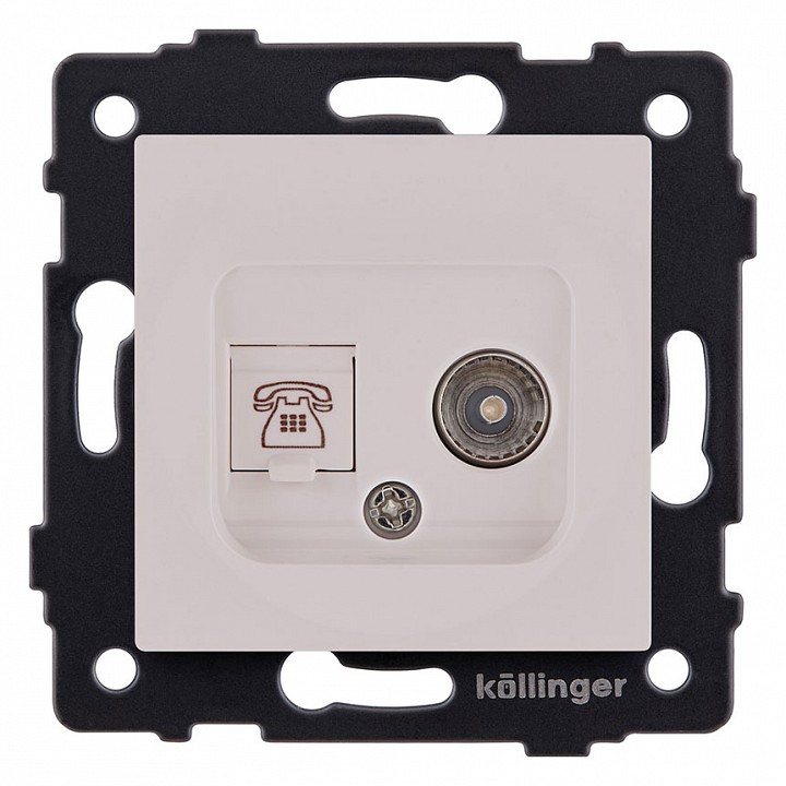 Розетка двойная RJ-11 и Ethernet RJ-45, без рамки Kollinger  REA-013CM