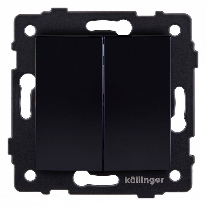Выключатель двухклавишный без рамки Kollinger  REA-R-007BK