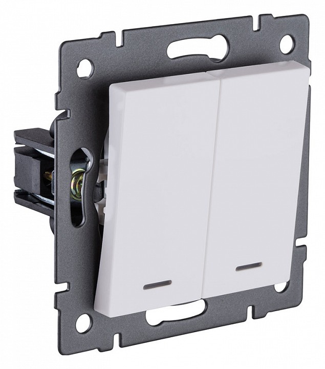 Выключатель двухклавишный с подсветкой без рамки Kollinger  REA-S-008WM