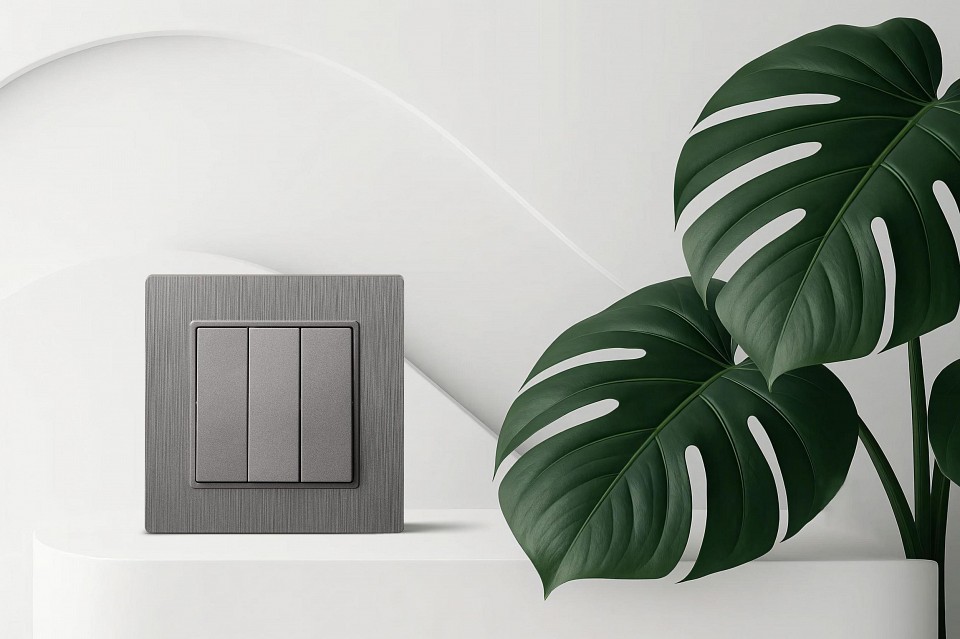 Выключатель трехклавишный без рамки Kollinger  REA-S-012GY