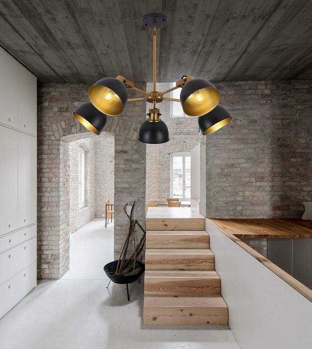 Люстра на штанге LUMINA DECO Belmonti 5 ламп черная LDP D017-5 BK