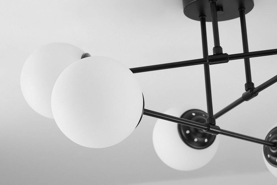 Люстра на штанге LUMINA DECO Fino 6 ламп черная TC 2003-6 BK