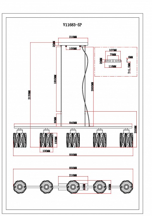 Подвесная люстра Moderli Prismique V11683-5P