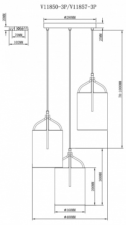 Подвесной светильник Moderli Inari V11850-3P