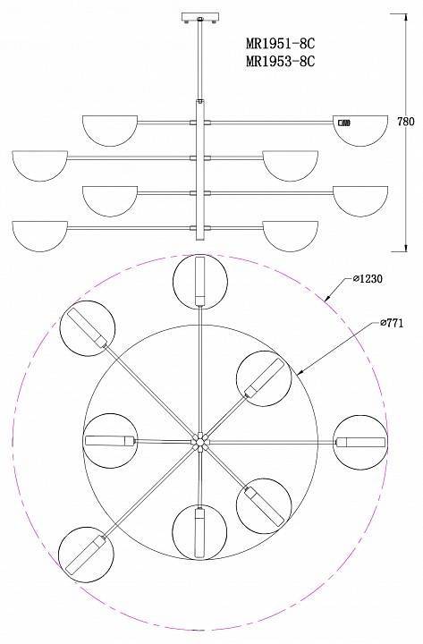 Люстра на штанге MyFar Valentina MR1951-8C
