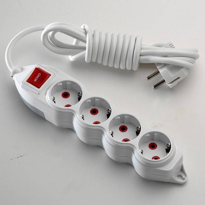 Колодка удлинителя Mono Electric Orion 3 розетки без заземления с выключателем 150-011000-410