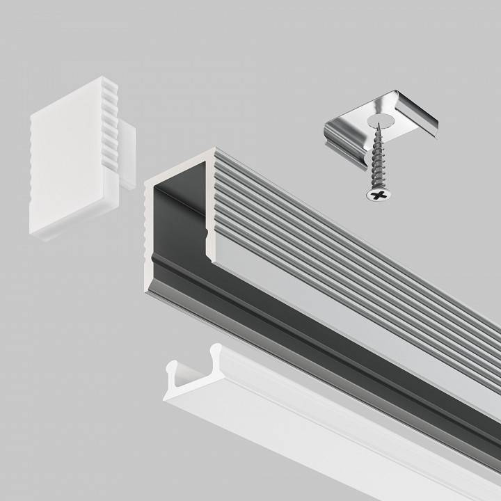 Профиль алюминиевый накладной Maytoni 2 м серебристый ALM-0809-S-2M