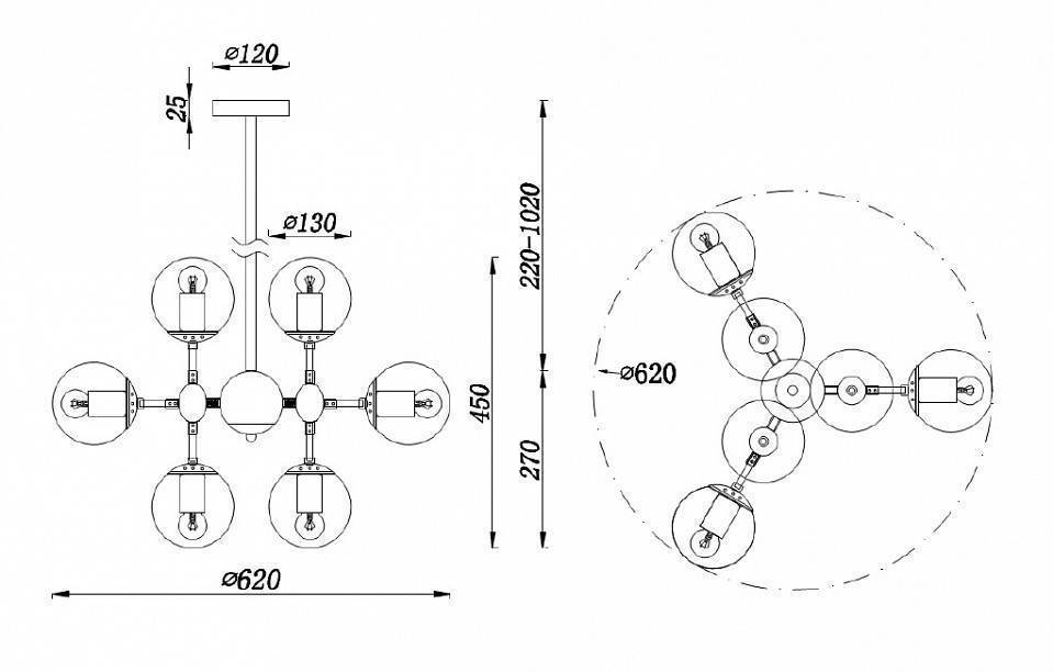 Люстра на штанге Freya Richard 9 ламп FR5596PL-09CH