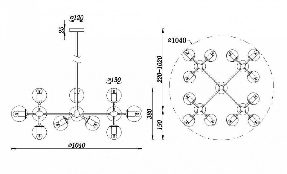Люстра на штанге Freya Richard 16 ламп FR5596PL-16CH