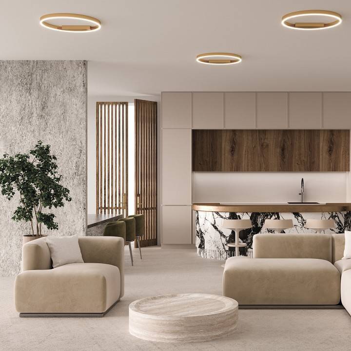 Накладной светильник Maytoni Halo LED 35 Вт латунь MOD058CL-L35BSK