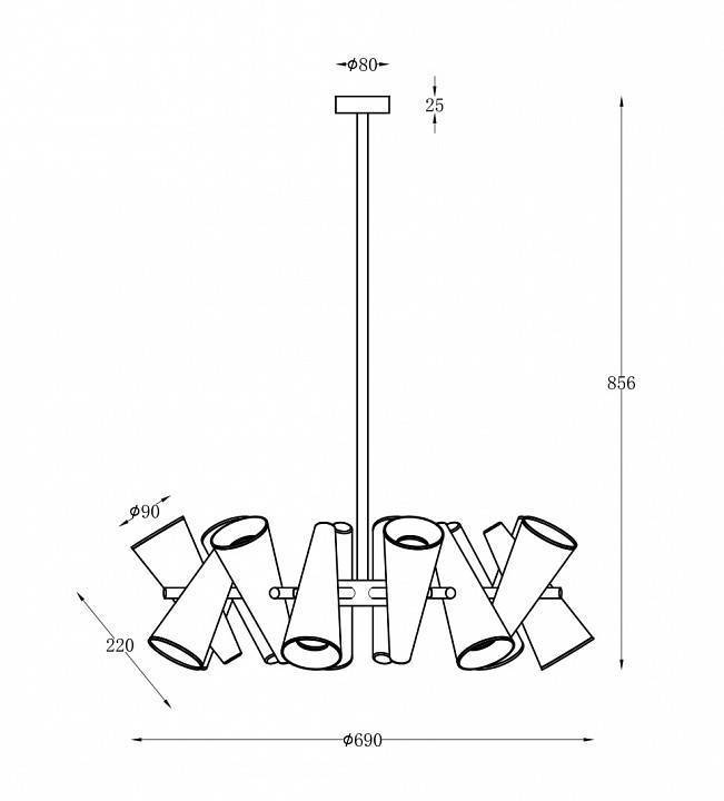 Люстра на штанге Maytoni Giro MOD095PL-14BS