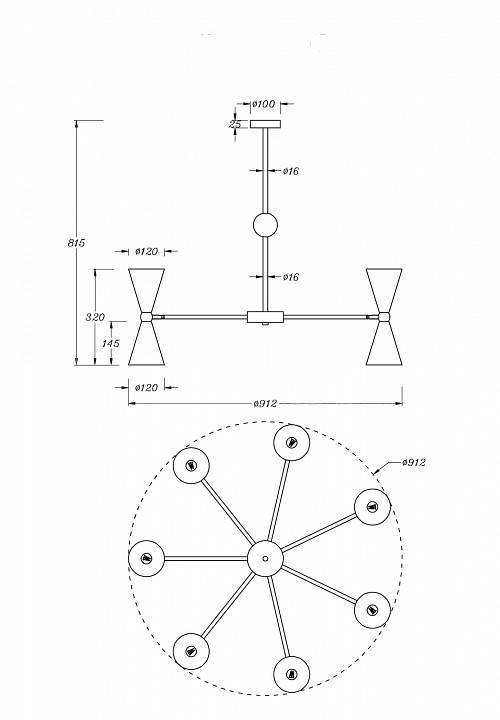 Люстра на штанге Maytoni Vesper 14 ламп MOD108PL-14GB