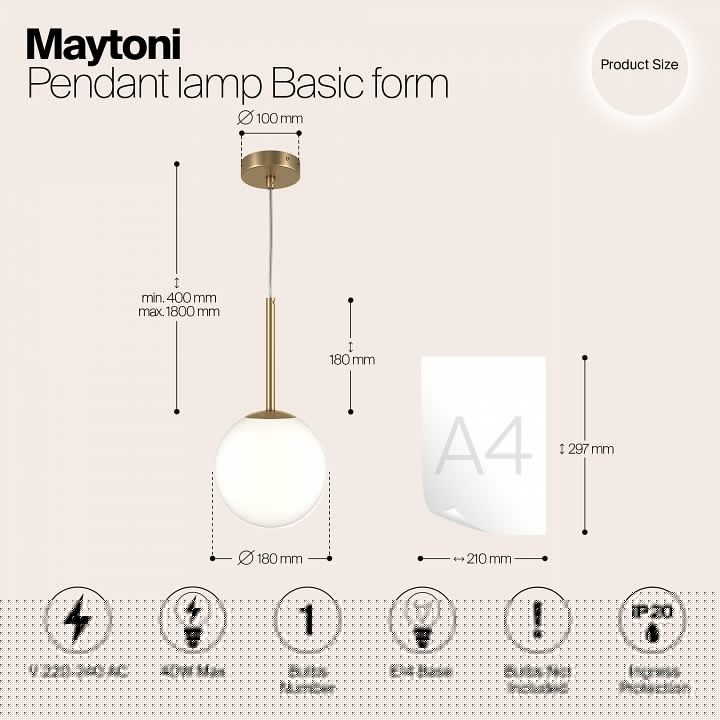 Подвесной светильник Maytoni Basic form MOD321PL-01G2